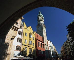 Innsbruck Prints: Stadtturm Tower and Town Square, Innsbruck, Tirol, Austria, Europe