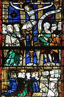 Chapels Prints: Stained glass from the 13th century of the Crucifixion, Chapel St