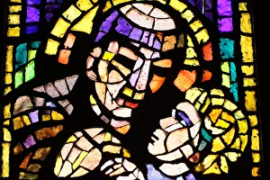 Stained Glass Prints: Stained glass by Alexandre Cingria of St. Anthony of Padua, Notre-Dame des Alpes church