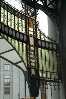 Art Nouveau Prints: Stained glass Art Nouveau (Jugendstil) detail, Municipal House, Prague