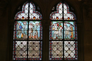 Cloisters Prints: Stained glass depicting Sainte Genevieves life