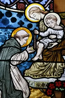 Human Representation Prints: Stained glass depicting St. Dominic at Saint-Honore d Eylau church, Paris