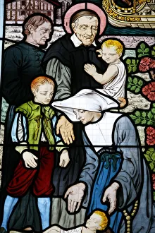 Images Dated 26th November 2007: Stained glass depicting St. Vincent de Paul, founder of the Daughters of Charity