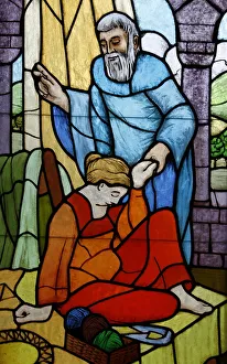 Images Dated 19th February 2007: Stained glass of Elishas miracle, Vienna, Austria
