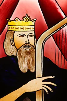 Togo Prints: Stained glass of King David, Lome, Togo, West Africa, Africa