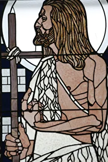 Leopold Prints: Stained glass by Koloman Moser of Saint Jean, Am Steinhof church (Church Leopold), Vienna