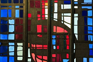 Normandie Prints: Stained glass in Saint Michel du Havre Church, Le Havre, Normandy, France, Europe