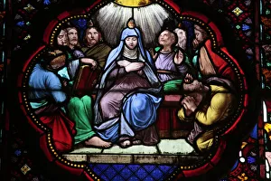 Stained glass in Sainte Clotilde church, Paris, France, Europe