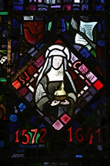 Stained glass, Sainte-Jeanne de Chantal, Semur-en-Auxois, Cote d'Or Stained glass, Sainte-Jeanne de Chantal, Semur-en-Auxois, Cote d'Or