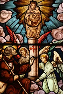 Madrid Prints: Stained glass, San Jeronimos church, Madrid, Spain, Europe