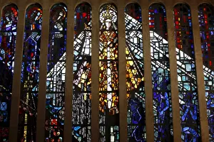 Hyeres Prints: Stained glass showing Mary in the Notre-Dame de Consolation church, by Gabriel Loire