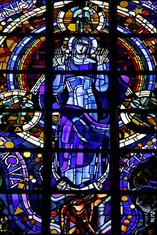 Colourful Prints: Stained glass of the Virgin Mary in Notre-Dame-de-la-Trinite church by Louis Barillet