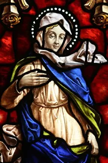 Images Dated 14th August 2011: Stained glass of the Virgin Mary, San Jeronimos church, Madrid, Spain, Europe