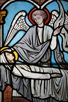 Images Dated 15th January 2000: Stained glass window by Alfred Gerente depicting the life of Sainte Genevieve
