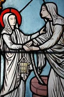 Stained glass window by Alfred Gerente depicting the life of Sainte Genevieve