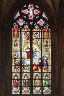 Stained-glass window, Cologne Cathedral, UNESCO World Heritage Site, Cologne, North Rhine Westphalia, Germany, Europe