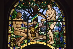 Adam Prints: Stained glass window depicting Adam and Eve in the Garden of Eden, Holy Trinity Cathedral
