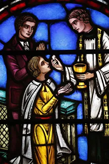 Holy Communion Prints: Stained glass window depicting Holy Communion, St. Barths Church, New York