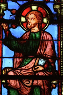 Chapel Prints: Stained glass window depicting Jesus