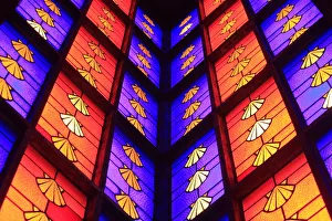Windows Prints: Stained glass window depicting shells, Montrouge, Hauts de Seine, France, Europe