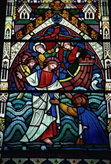 Windows Prints: Stained glass window, Ely Cathedral, Ely, Cambridgeshire, England, United Kingdom, Europe