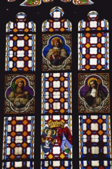 Slovak Republic Prints: Stained glass window in Gothic cathedral, Kosice, Slovakia, Europe
