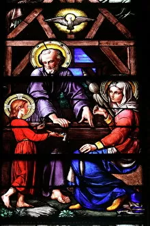 Images Dated 5th November 2009: Stained glass window of the Holy Family, Our Lady of Geneva basilica, Geneva
