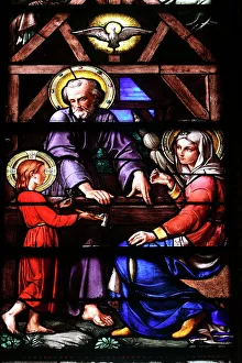 Images Dated 5th November 2009: Stained glass window of the Holy Family, Our Lady of Geneva basilica, Geneva