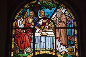 Art Work Prints: Stained glass window in Holy Trinity Cathedral, the largest Orthodox church in the country