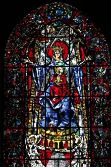 Virgin And Child Prints: Stained glass window of Our Lady of Strasbourg by Max Ingrand