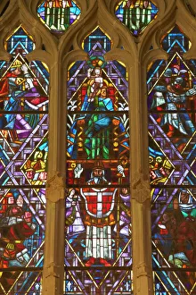 Colourful Prints: Stained glass window of Lausanne Cathedral, Lausanne, Vaud, Switzerland, Europe