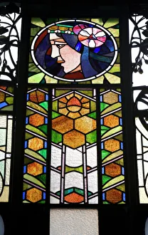 Windows Prints: Stained glass window, Municipal House, theatre, Art Nouveau, Old Town, Prague