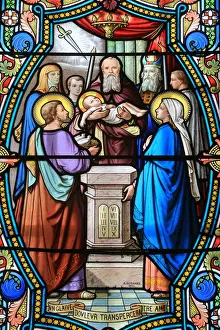 Windows Prints: Stained glass window of Presentation of Jesus Christ at the Temple
