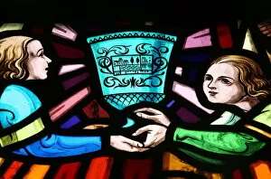 Images Dated 6th May 2006: Stained glass window showing the Romance of St. Graal, Threhorenteuc, Morbihan, Brittany
