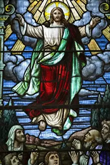Barbados Prints: Stained glass window, St. James Anglican Church dating from circa 1628