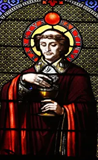 Halo Prints: Stained glass window of St. Martin in Saint-Ambroise church, Paris, France, Europe