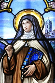 Windows Prints: Stained glass window of St. Therese of Lisieux, Shrine of Our Lady of La Salette