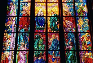 Bright Prints: Stained glass window, St. Vitus Cathedral, Prague, Czech Republic, Europe