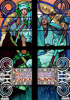 Images Dated 17th January 2000: Stained glass window, St. Vituss Cathedral, UNESCO World Heritage Site