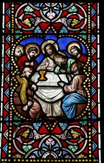 Images Dated 26th February 2000: Stained glass window of the Last Supper, Saint-Samson cathedra, Dol-de-Bretagne