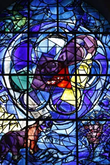 Images Dated 15th August 2007: Stained glass window in the Synagogue of the Hadassah hospital showing the Tribes of