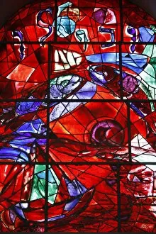 Images Dated 15th August 2007: Stained glass window in the Synagogue of the Hadassah hospital showing the Tribes of Israel