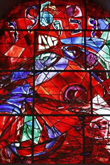 Images Dated 15th August 2007: Stained glass window in the Synagogue of the Hadassah hospital showing the Tribes of