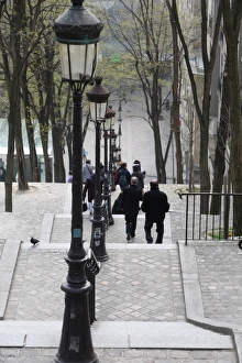 Stair Case Prints: Staircase in Montmartre, Paris, France, Europe