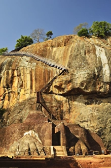 Stairs Prints: Stairs leading to top of Sigiriya (Lion Rock), UNESCO World Heritage Site, Sri Lanka, Asia