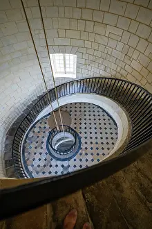 Navigation Prints: Stairwell view inside the lighthouse of Cordouan in France with spiral design and visible stones