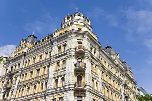 Eastern European Prints: Stalinist architecture on the corner of Volodymyrska and Prorizna Streets