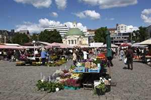 Orthodox Church Prints: Stalls in Kauppatori Square (Market Square), Turku, Western Finland, Finland