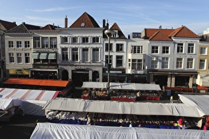 Awning Prints: Stalls set for market day at the Grote Markt (Big Market), central square in Breda