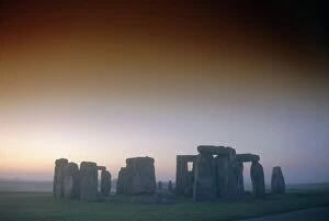 Sun Rise Collection: Standing stone circle at sunrise, Stonehenge, Wiltshire, England, UK, Europe